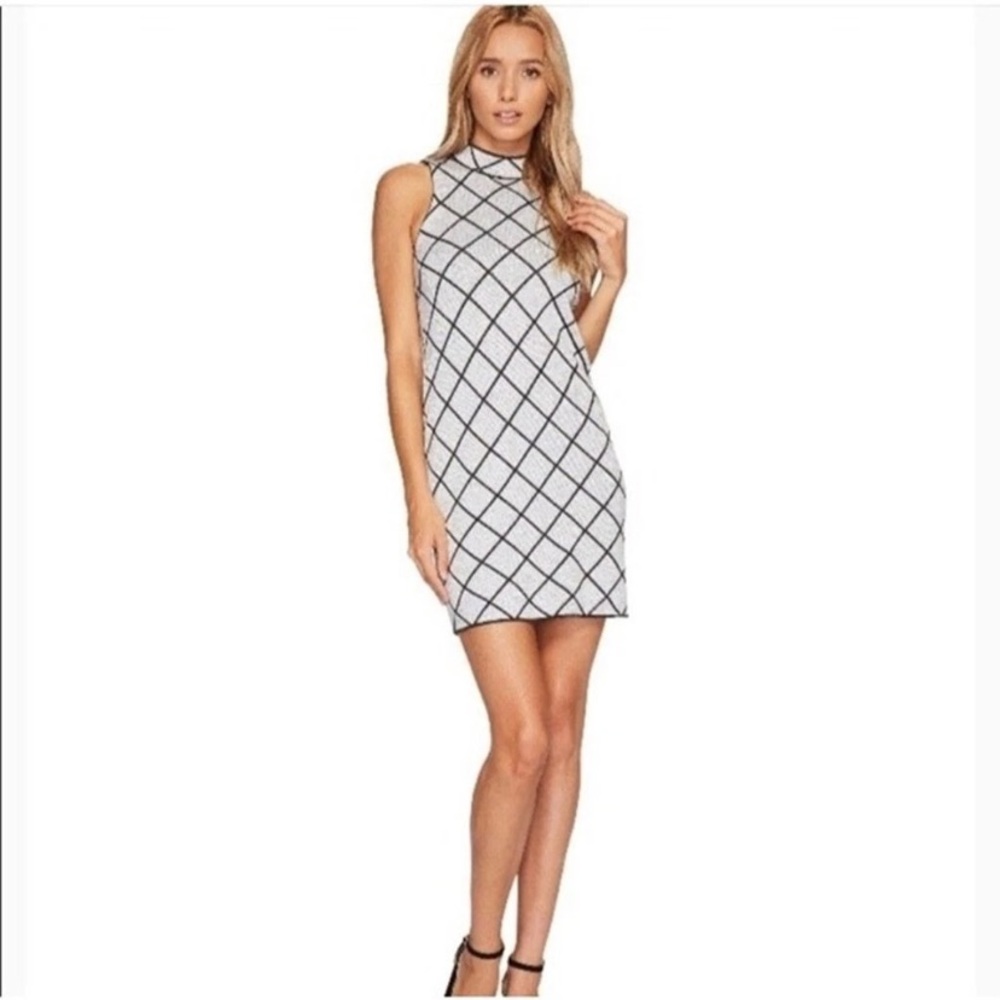 Chic Black and Gray Checkered Mini Dress